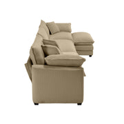 Modern Oversized Modular Cushion Sofa With Ottoman, Low Back, Deep Seating Sofa Set