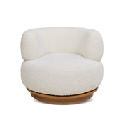 Fuji 360 Swivel Low Barrel Back Accent Chair, Ivory White Boucle