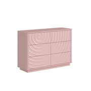 6 Drawer Dresser for Bedroom, 46.5' Wide Modern Large Chest of Drawers with Handle Free & Ripple Design,Wooden Clothes Storage Organizer for Closet, Nursery, Living Room, Apartment,Pink