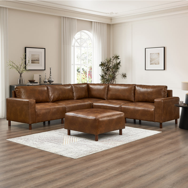 Modern Luxury Sectional Sofa Modular Couch Quality Upholstery Breathable PU Leather Couch Corner Sofa,Brown (This SKU=W1097S00266)