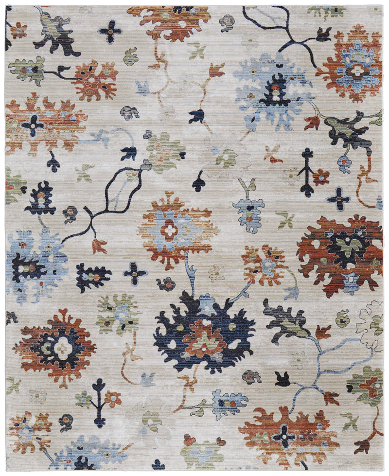 Melrose Transitional Floral & Botanical, Ivory/Red/Blue