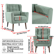 Modern Accent Chair, Teddy Fabric Living Room Chairs Comfy Reading Chair, Mid Century Accent Chair, Lounge Arm Chairs Armchair For Living Room Bedroom - Light Green