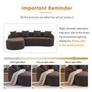 Compression Sponge L-Shape Sectional Sofa with Curved Chaise, Brown Modular Chenille Couch No Assembly Required, 30D High-Density for Living Room Bedroom Apartment Lounge.