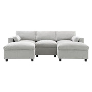 Modular Sectional With Storage Pockets, 5 Seat U Shaped Couch Set With Pillows, Free Combination Modern Cloud Sofa With 2 Movable Ottoman