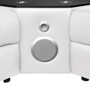 Nova Modern Style Sectional with 1 Console (Reading Light), Wedge with Bluetooth speaker, LED and Lifting wine cabinet - White