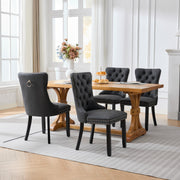Dining Room Chairs Set of 2,Vintage Sheepskin Texture PU Leather,High Back with Button Tufted & Nailhead Trim,Wood Frame,S-Spring & Resilient Sponge Cushion,Ideal for Kitchen,Charcoal Black,SW1101BK