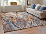 Gilmore Modern Watercolor, Blue/Orange/Gray