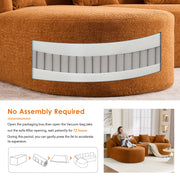 Boneless L-Shape Sectional Sofa with Curved Chaise,Orange Modular Chenille Compression Couch,30D High-Density Foam,Minimalist Modular Couches Sleeper for Living Room Bedroom Apartment Lounge.