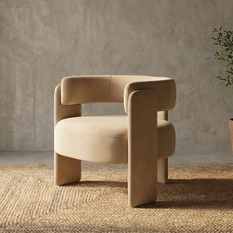Accent Chair for Living Room, Velvet Comfy Single Sofa Chair Mid-Century Modern Armchair Wooden Legs for Bedroom Office Reading