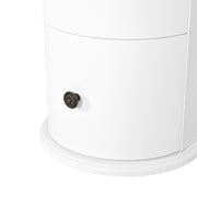 Modern End Table with Hidden Cup Holder Drawer, Charging Station & Pull-Out Side Table, Wooden Bedside Table with 2 Storage Drawers, Space Saving End Table for Bedroom & Living Room