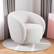 Swivel Accent Chair, Boucle Fabric Upholstered Barrel Chair, Single Sofa Single Armchair for Living Room