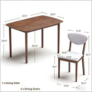 (Old SKU:T3971S00214)Stable Dining Table Set,Compact Kitchen Table and Chairs,Modern Style 5-piece Dining Table Set
