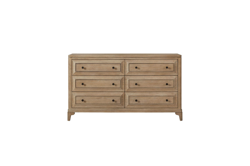 Queen Canopy Bedroom Set With A 2 Drawer Nightstand A Dresser With Poster Mirror And A Door Chest - Sand