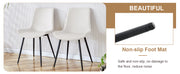 Table and chair set.42 inch modern minimalist brown wood grain round dining table set.Paired with 6 White Artificial PU Chairs With Curved Widened Cushion Design.Suitable for dining rooms,office,etc.