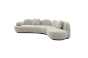 Modern Curved Modular Sofa, Boucle 5-Seater Sofa For Living Room, Bedroom, Beige Color, Crescent Shape And Butterfly Backrest Make The Whole Space Full of Curves, 2 Pillows,W2664S00049-W2664S00118