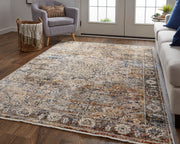 Kaia Transitional Medallion, Tan/Orange/Blue