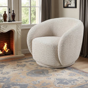 Swivel Accent Chair, Boucle Fabric Upholstered Barrel Chair, Single Sofa Single Armchair for Living Room