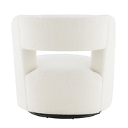 Swivel Barrel Chair with Soft Teddy Fabric, Comfy Round Accent Chair for Living Room, Cream, Plywood, 28.5 x 28 x 27.5 inches