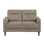 Contemporary 2pc Sofa Set Brown Sofa and Loveseat Chenille Upholstery Foam Comfort Solid Wood Furniture Living Room