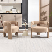 Accent Chair for Living Room, Velvet Comfy Single Sofa Chair Mid-Century Modern Armchair Wooden Legs for Bedroom Office Reading