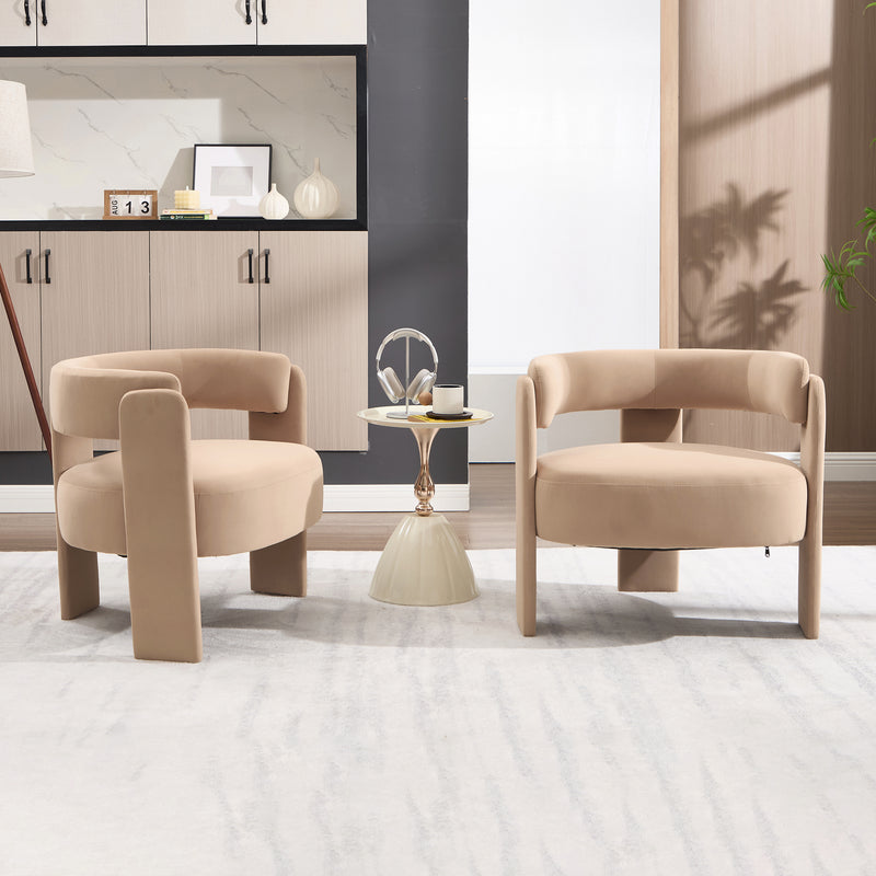 Accent Chair for Living Room, Velvet Comfy Single Sofa Chair Mid-Century Modern Armchair Wooden Legs for Bedroom Office Reading