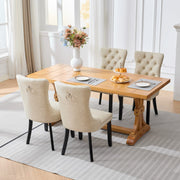 Dining Room Chairs Set of 2,Vintage Sheepskin Texture PU Leather,High Back with Button Tufted & Nailhead Trim,Wood Frame,S-Spring & Resilient Sponge Cushion,Ideal for Kitchen,Beige,SW1101BG