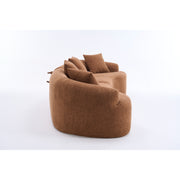 Compression Sponge Sofa Orange Curved Modular Sectional, 30D High-Density Chenille Sleeper Couch for Apartment, Living Room,110'L