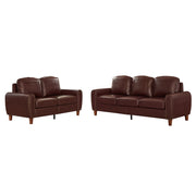 Breathable Faux Leather Sofa For Living Room,2-pieces Sofa Set,Loveseat and Sofa,Rolled Arm Sofa with Nails,Comfy Leather Couch, Burgundy.