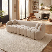 98.4' Modern Compressed Sofa, Cloud Couch 3-Seater Corduroy Sofa, No Assembly Required, Bubble Channel Tufted Couch with 2 Pillows, Comfy Deep Seat for Living Room, Apartment, Office