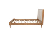 Queen Size Wood Bed with Piano Key Style Upholstered Headboard , Wood Bed with Strengthened Bed Frame ,Wheat (old sku:W504S00257)