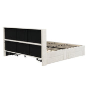 Large-capacity upholstered storage bed with drawers,Beige,King