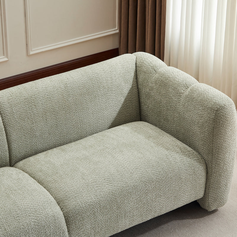 Tonson 83' 3-Seater Boucle Sofa,Wave Design, Living Rooms,Bedrooms,Apartment Office,Light Green