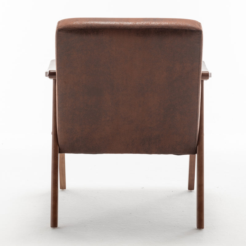 Mid-Century Modern Wingback Accent Chair with Solid Wood Frame and Extra-Thick Backrest – Lounge Chair for Living Room, Bedroom, or Reading Room