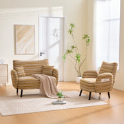 Modern style two-seater sofa with ultra-comfortable armrests, armrest pillows, and storage pockets, deep-seated two-seater sofa, comfortable modern sofa for bedroom, small spaces, apartments, and offi