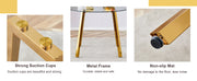 Table and chair set.A Modern Minimalist Style Round Clear Tempered Glass Table with Metal Legs.Paried with white chairs with Modern PU Leather High Back Upholstered and C-Tube Golden Legs.