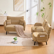 Modern style two-seater sofa with ultra-comfortable armrests, armrest pillows, and storage pockets, deep-seated two-seater sofa, comfortable modern sofa for bedroom, small spaces, apartments, and offi