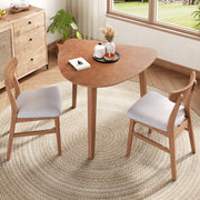 3-Piece Modern Table Set - Triangular Side Table & 2 Curved Wood Chairs, Minimalist Space-saving Light Brown Finishes for Living Room, Kitchen, Small Space, Easy to Assemble