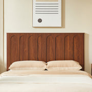 Queen Size Bed Frame with Storage, Mid-Century Modern Wood Platform Bed with Footboard Bench, Arched Panel Design, No Box Spring Needed, Walnut.