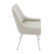 Leather Upholstered Modern Dining Chair with Diamond Tufted Button Back - Dining Room Negotiation Room Cafe Office Accent Chair (Light Gray, Set of 2)