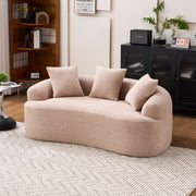 Old Sku: W2231P292607 Compression Loveseat Sofa, Curved Modern Styles Sofa for Small Spaces & Apartments, 30D Chenille No-Assembly,3 Throw Pillows. Warm Beige.