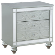 Arabesque - 4 Piece Queen Bedroom Set With LED Headboard - Silver