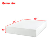 MADE IN US,10' Queen Size Green Tea Memory Foam Mattress in Box, Fiberglass Free, White(Bed not included)