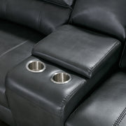 Modern 7-Piece Power Reclining Sectional Sofa in Black with Premium Faux Leather, 3 Adjustable Recliners, USB Ports & Cup Holders, Oversized Seating for Living Room
