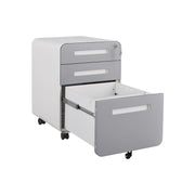 3 Drawer Mobile File Cabinet Under Desk Office, Simple Style Versatile Storage Cabinet For Legal / Letter / A4 Files, 5 Wheel Design Anti-Tilting Cold Rolled Steel Waterproof Moisture-Proof