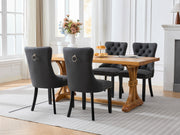 Dining Room Chairs Set of 2,Vintage Sheepskin Texture PU Leather,High Back with Button Tufted & Nailhead Trim,Wood Frame,S-Spring & Resilient Sponge Cushion,Ideal for Kitchen,Charcoal Black,SW1101BK