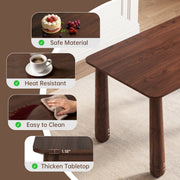63' Solid Wood Dining Table Set with 6 Upholstered Chairs, Farmhouse Dinner Table Set of 7 Piece with Walnut Finish & Beige Chenille Seats, Heavy-Duty Support up to 1000 lbs, Easy Assembly