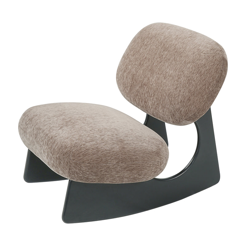 Modern Curved Hollow Base Rocking Accent Chair, Soft Textured Chenille Upholstered Armless Rocker Lounge Chair, Unique Sculptural Rocking Chair for Living Room Bedroom Nursery