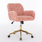 Office Chair, Artificial Rabbit Hair Home Office Chair With Metal Base, Adjustable Desk Chair Swivel Office Chair, Vanity Chair