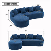 Full Compression Sponge Navy Blue Modular Chenille L-Shape Sectional Sofa with High-Density Foam,99'L, Spacious and Comfortable