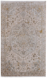 Cadiz Traditional Medallion, Ivory/Gray/Gold